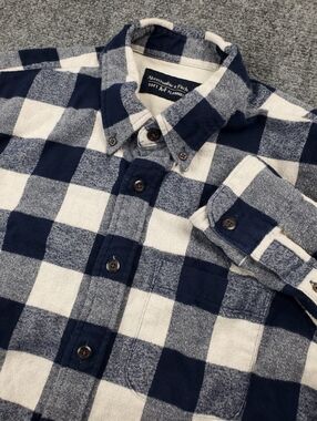 Abercrombie & Fitch Soft Flannel Shirt Mens Small Buffalo Plaid Button Down Blue